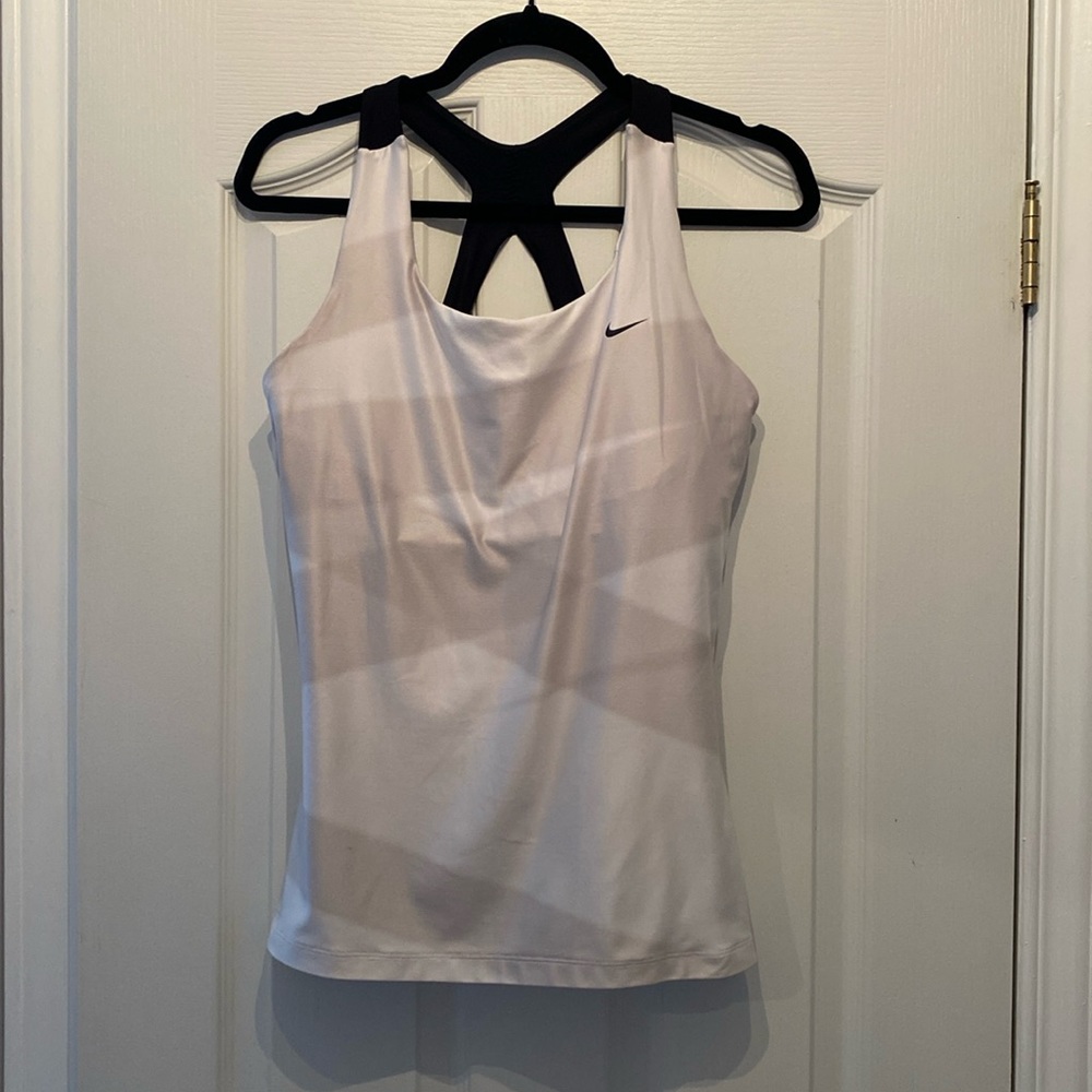 Nike White and Black Racerback Athletic Tank Top